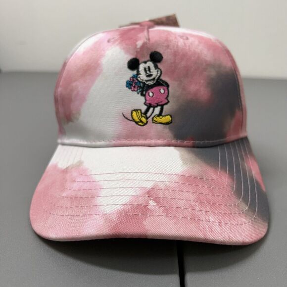 NWT Disney Mickey Mouse Baseball Hat Pink Tie Dye Adjustable Strap Concept One - Picture 1 of 9